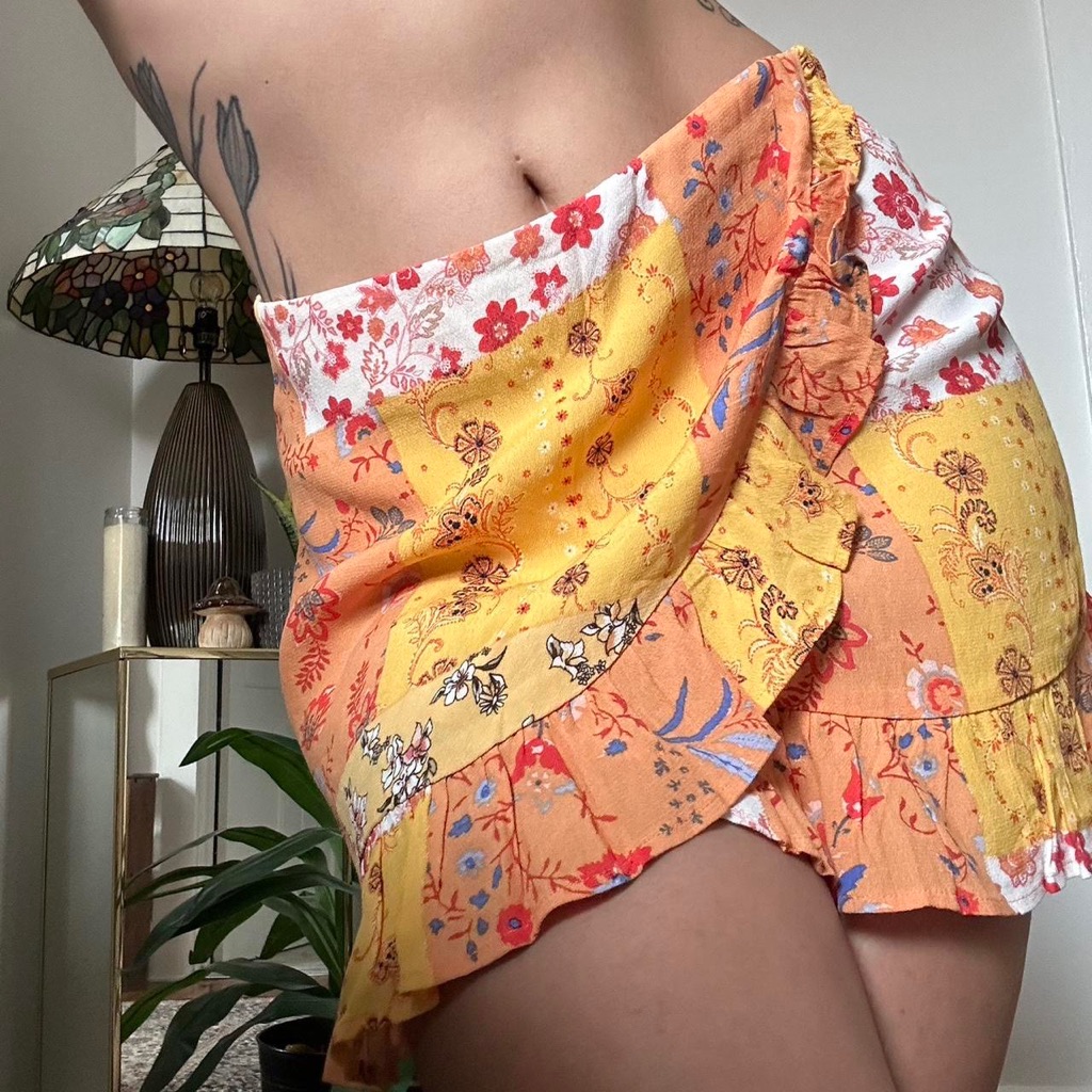 Orange Patchwork Skirt
